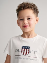 GANT White Archive Shield Short Sleeve T-Shirt - Image 3 of 3