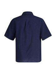 GANT Navy Boys Linen Blend Shirt - Image 2 of 4