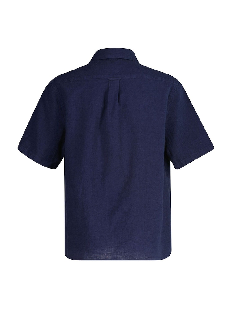 GANT Navy Boys Linen Blend Shirt - Image 2 of 4
