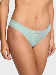 Victoria's Secret Silent Green Lace Trim Thong Knickers - Image 1 of 2