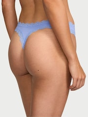 Victoria's Secret Blue Cameo Lace Trim Thong Knickers - Image 2 of 2