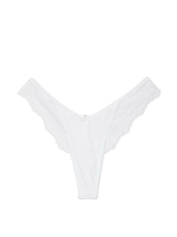 Victoria's Secret White Thong Rose Lace Trim Knickers - Image 3 of 3