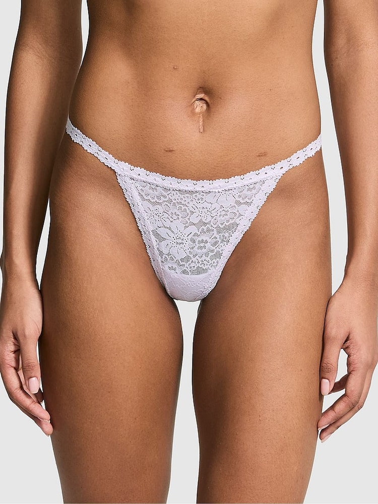 Victoria's Secret PINK Purple Whisper G String Floral Lace Knickers - Image 1 of 3