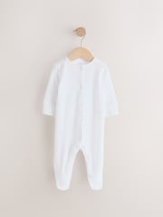 Grey/White 2 Pocket Stripe 100% Cotton Sleepsuit 2 Pack - Image 3 of 5