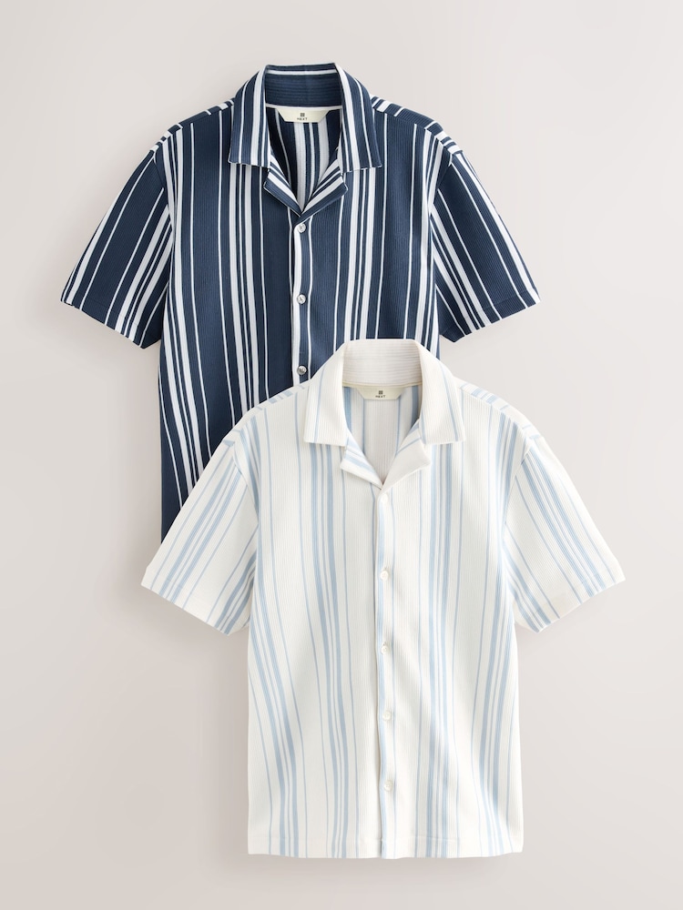 Blue/White Short Sleeve Stripe Jersey Shirts 2 Pack - Image 1 of 10 Blue/White Short Sleeve Stripe Jersey Shirts 2 Pack - Image 1 of 10