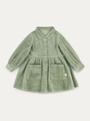 KIDLY Green 100% Organic Cotton Corduroy Shirt Dress - Image 1 of 4