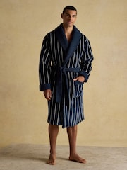 Joules Montague Navy Fleece Dressing Gown - Image 3 of 9