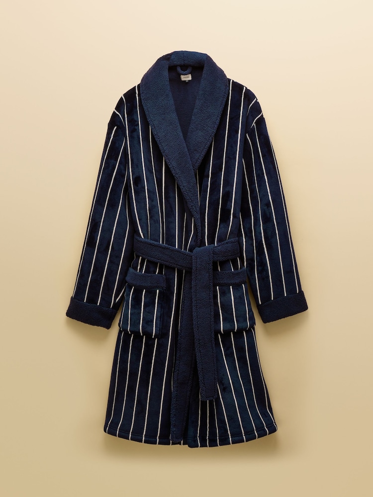 Joules Montague Navy Fleece Dressing Gown - Image 7 of 7