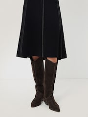 Jigsaw Brown Suede Knee High Western Boots - Image 1 of 6