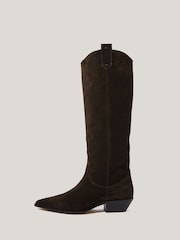 Jigsaw Brown Suede Knee High Western Boots - Image 3 of 6
