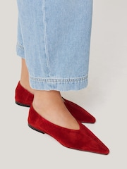 Jigsaw Red Flat Pointed Linnie Ballerina Shoes - Image 1 of 5