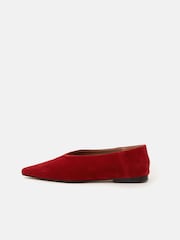 Jigsaw Red Flat Pointed Linnie Ballerina Shoes - Image 2 of 5