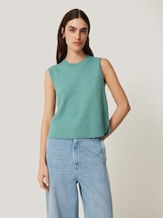 Jigsaw Dark Blue Cotton Blend Crew Neck Tank - Image 1 of 7