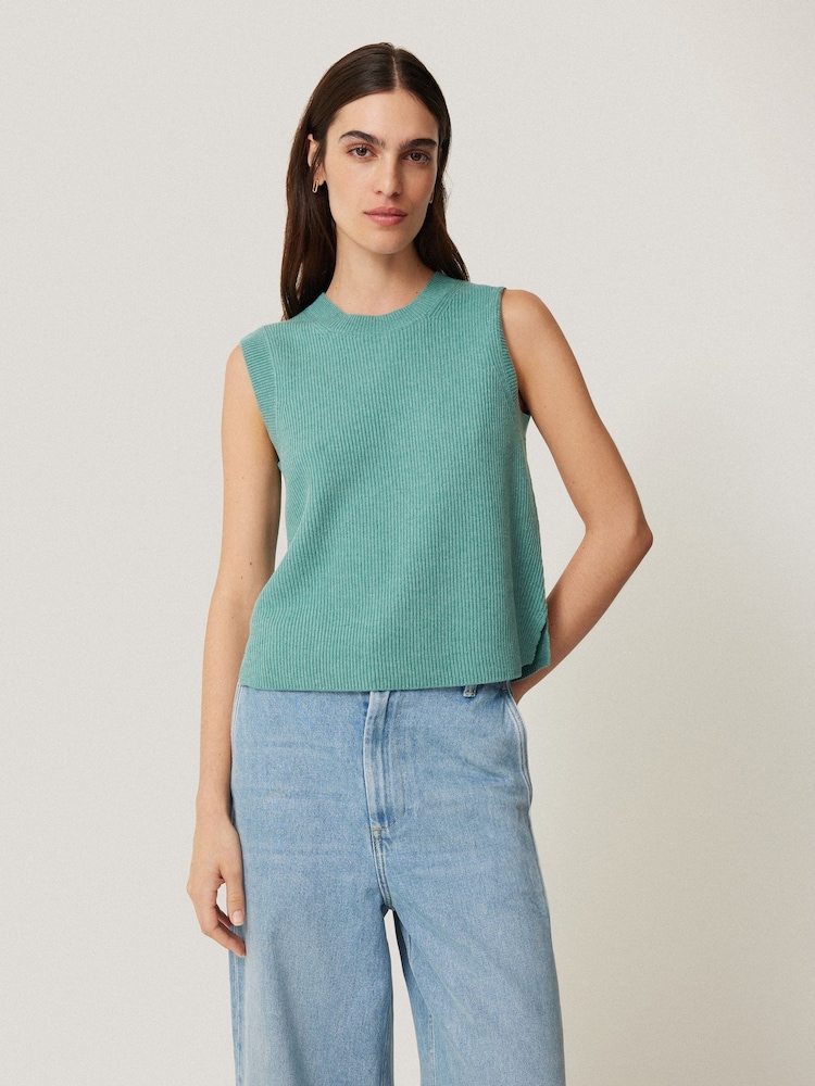 Jigsaw Dark Blue Cotton Blend Crew Neck Tank - Image 1 of 7