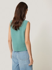 Jigsaw Dark Blue Cotton Blend Crew Neck Tank - Image 2 of 7