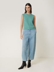 Jigsaw Dark Blue Cotton Blend Crew Neck Tank - Image 3 of 7