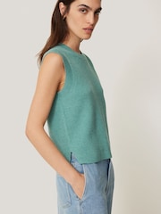 Jigsaw Dark Blue Cotton Blend Crew Neck Tank - Image 4 of 7