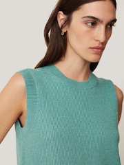 Jigsaw Dark Blue Cotton Blend Crew Neck Tank - Image 6 of 7