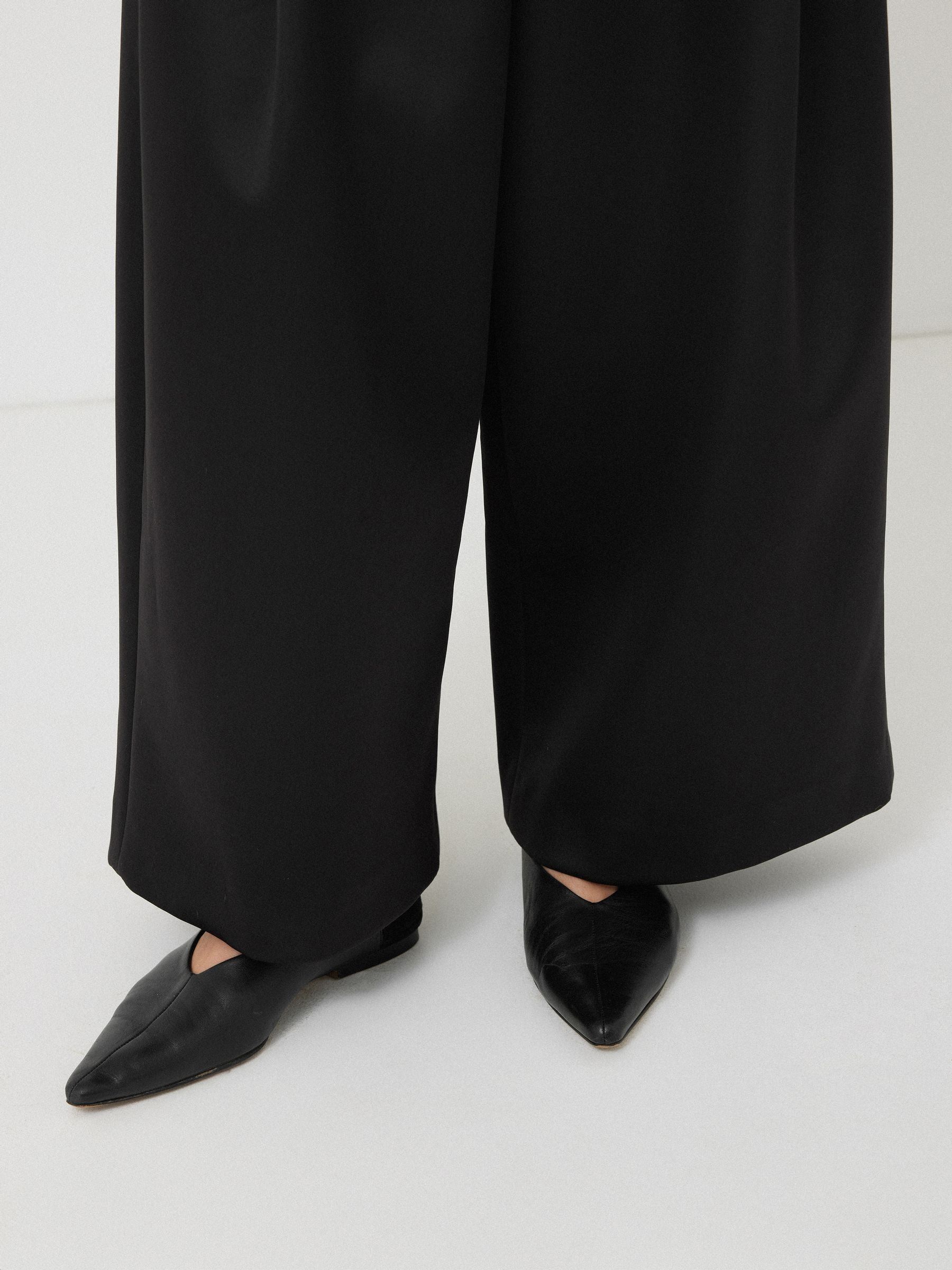 Buy Jigsaw Black Satin Volume Cropped Trousers from the Next UK