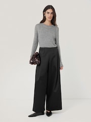 Jigsaw Black Satin Volume Cropped Trousers - Image 6 of 7