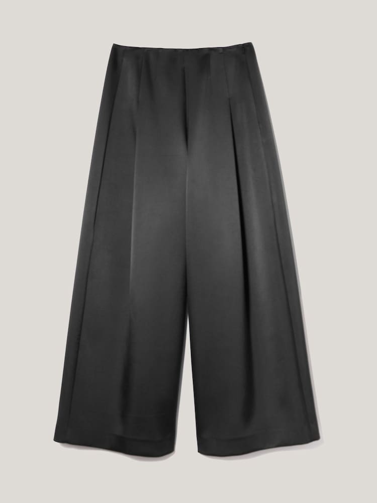 Jigsaw Black Satin Volume Cropped Trousers - Image 7 of 7