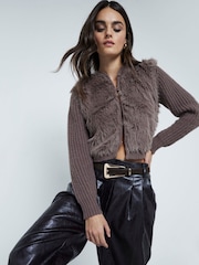 River Island Brown Faux Fur Cardigan - Image 1 of 4