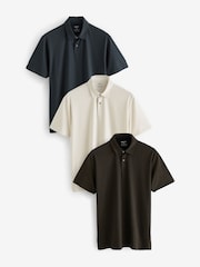 Gold Regular Fit Short Sleeve Jersey Polo Shirts 3 Pack - Image 8 of 12