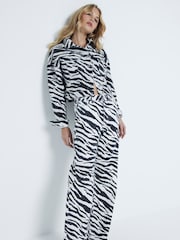 River Island Black Zebra Relaxed Straight 100% Cotton Jeans - Image 1 of 6