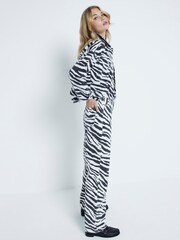 River Island Black Zebra Relaxed Straight 100% Cotton Jeans - Image 3 of 6