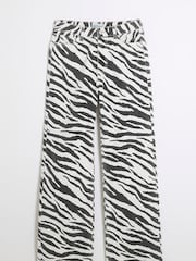 River Island Black Zebra Relaxed Straight 100% Cotton Jeans - Image 4 of 6