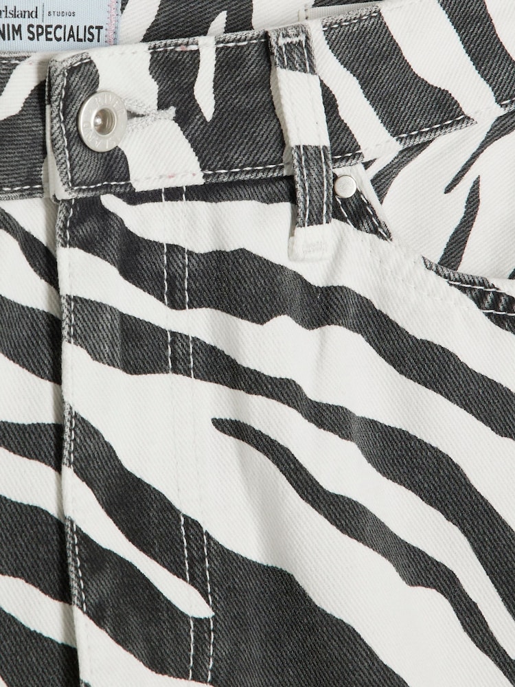 River Island Black Zebra Relaxed Straight 100% Cotton Jeans - Image 6 of 6