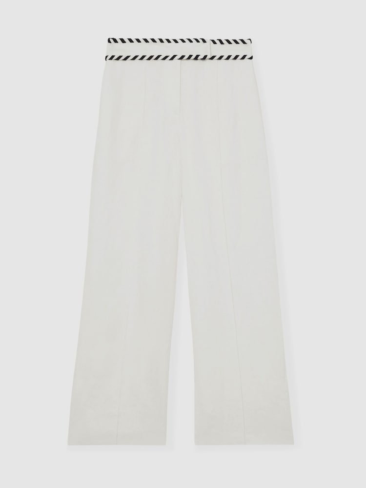 Blanco - Reiss Fawn Linen Wide-Leg Whipstitch Trousers - Imagen 2 de 7 Blanco - Reiss Fawn Linen Wide-Leg Whipstitch Trousers - Imagen 2 de 7