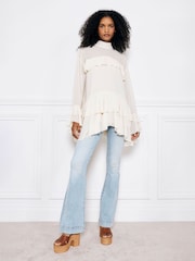 River Island Blue High Rise Tummy Hold Flare Jeans - Image 1 of 7