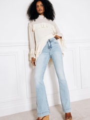 River Island Blue High Rise Tummy Hold Flare Jeans - Image 3 of 7