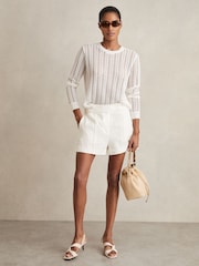Белый - Reiss Шорты Fawn лен Whipstitch - Image 1 of 6