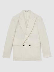 Reiss Ivory White Knight Slim Fit Single-Breasted Stretch Suit Blazer - Image 3 of 11