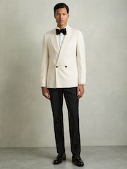 Reiss Ivory White Knight Slim Fit Single-Breasted Stretch Suit Blazer - Image 4 of 11