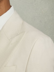Reiss Ivory White Knight Slim Fit Single-Breasted Stretch Suit Blazer - Image 6 of 11