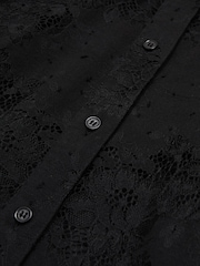 Reiss Black Lacey Lace-Front Shirt With Cotton - Image 6 of 6