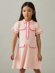 Reiss Pink Sofia 13-14 yrs Rib-Knit Button-Down Dress - Image 2 of 4