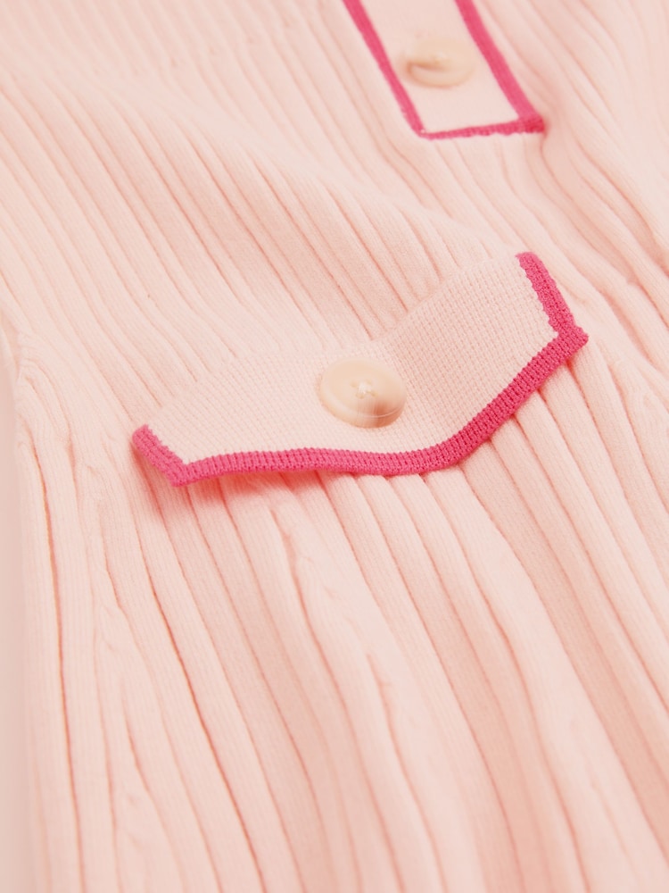 Reiss Pink Sofia 13-14 yrs Rib-Knit Button-Down Dress - Image 4 of 4