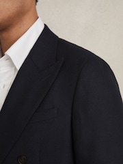 Reiss Navy Club Slim-Fit Double-Breasted Textured Wool-Blend Suit Blazer - Image 7 of 8