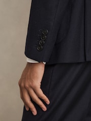Reiss Navy Club Slim-Fit Double-Breasted Textured Wool-Blend Suit Blazer - Image 8 of 8
