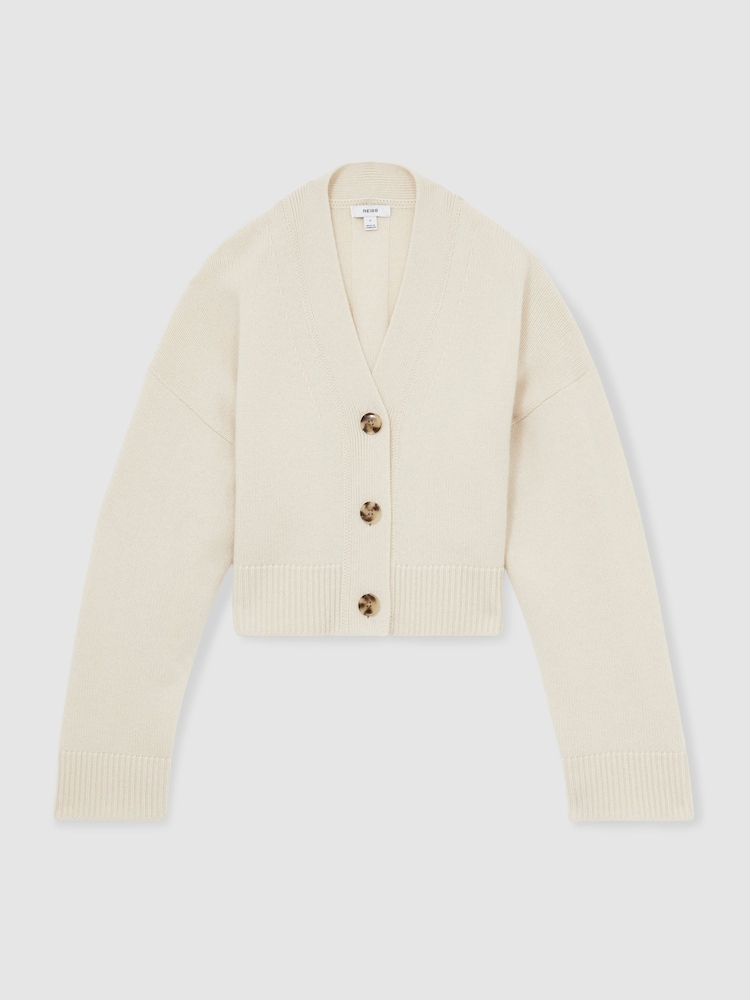 Cream - Reiss Rixy Wool-Cashmere Cropped Cardigan - Slika 2 iz 6 Cream - Reiss Rixy Wool-Cashmere Cropped Cardigan - Slika 2 iz 6