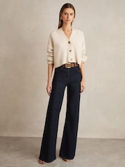 Cream - Reiss Rixy Wool-Cashmere Cropped Cardigan - Slika 3 iz 6