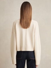 Cream - Reiss Rixy Wool-Cashmere Cropped Cardigan - Slika 5 iz 6