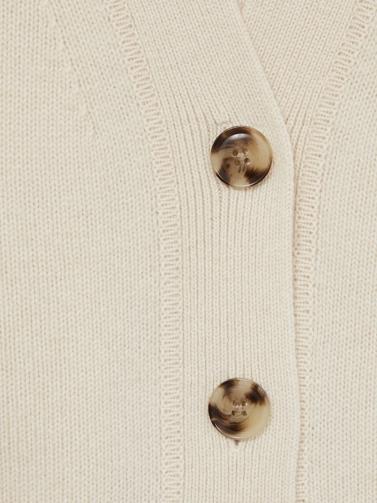 Cream - Reiss Rixy Wool-Cashmere Cropped Cardigan - Slika 6 iz 6