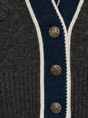 Reiss Charcoal Eloise Wool-Cashmere Tipped V-Neck Cardigan - Image 6 of 6