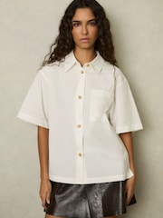 Reiss White Jordan Cotton Short-Sleeve Shirt - Image 1 of 7