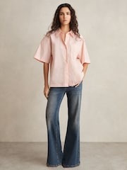 צבע אלמוג - Reiss חולצת כותנה עם שרוולים קצרים, דגם Jordan - תמונה 3 מתוך 5